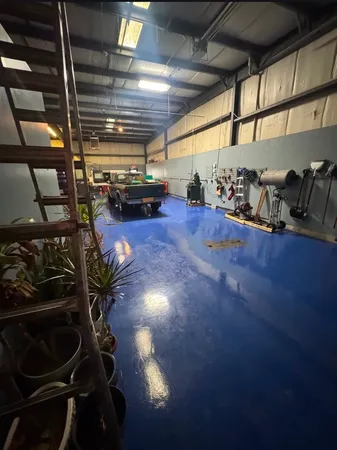 a view of a garage with stuff