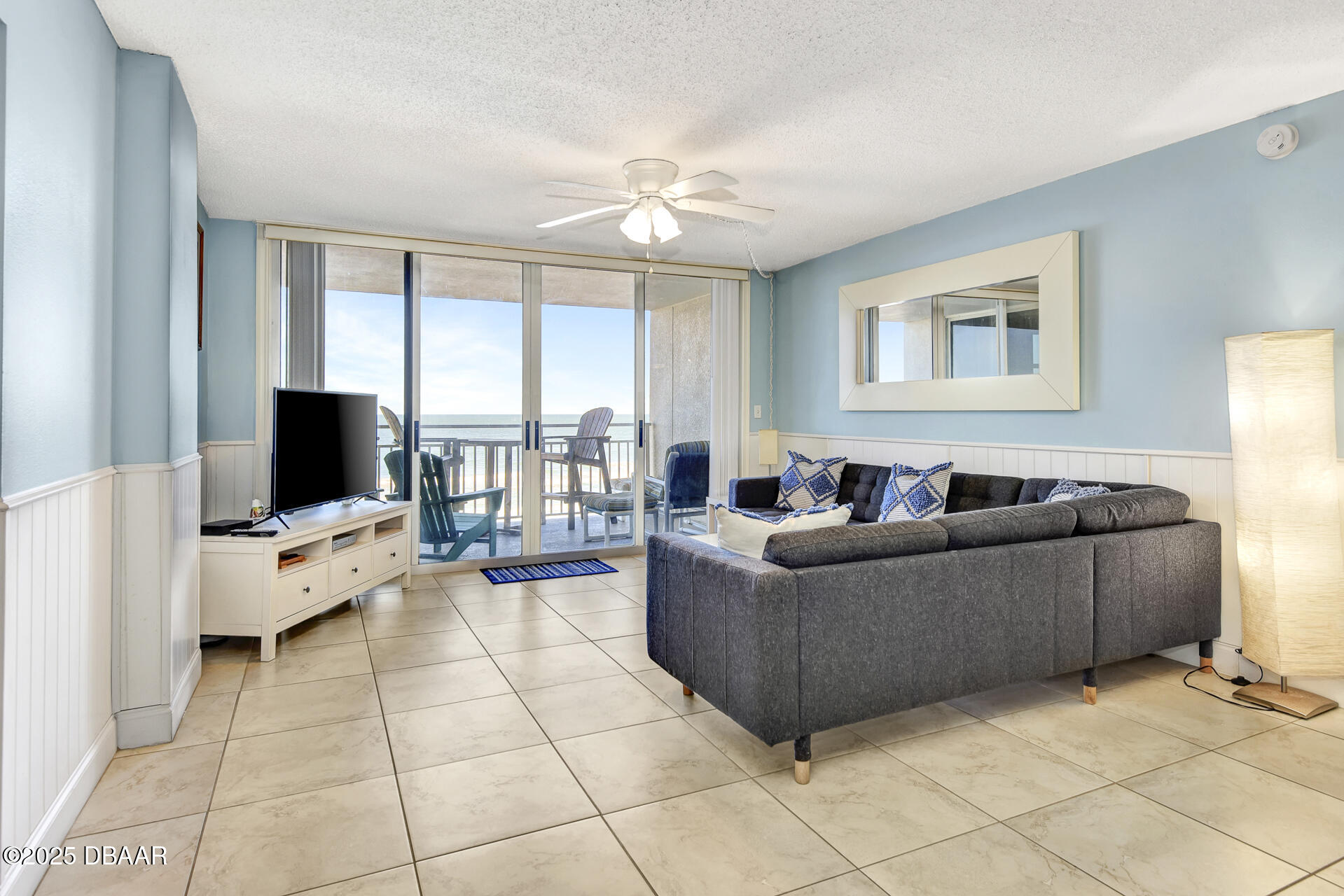 4495 South Atlantic Avenue, Unit 4040 Ponce Inlet, FL 32127 - Photo 12 of 45 a living room with furniture and a flat screen tv