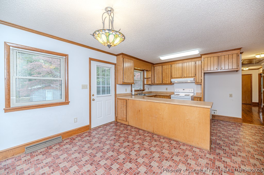 406 McFarland Road Broadway, NC 27505 - Photo 13 of 37 a kitchen with stainless steel appliances granite countertop a refrigerator a stove a sink dishwasher and white cabinets with wooden floor