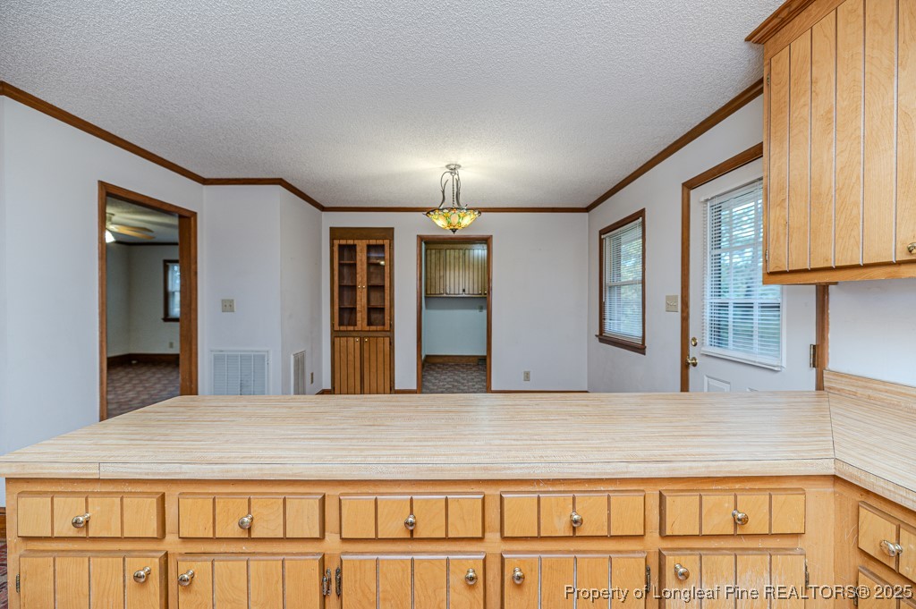 406 McFarland Road Broadway, NC 27505 - Photo 19 of 37 a view of a hallway with wooden floor and chandelier