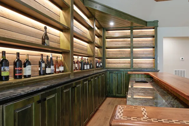 a kitchen with lots of counter top space