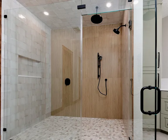 a bathroom with a shower