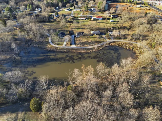 a view of water with a building