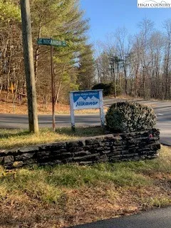 a view of a yard with large trees