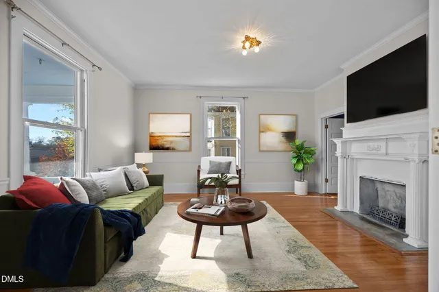 a picture of a room with a refrigerator