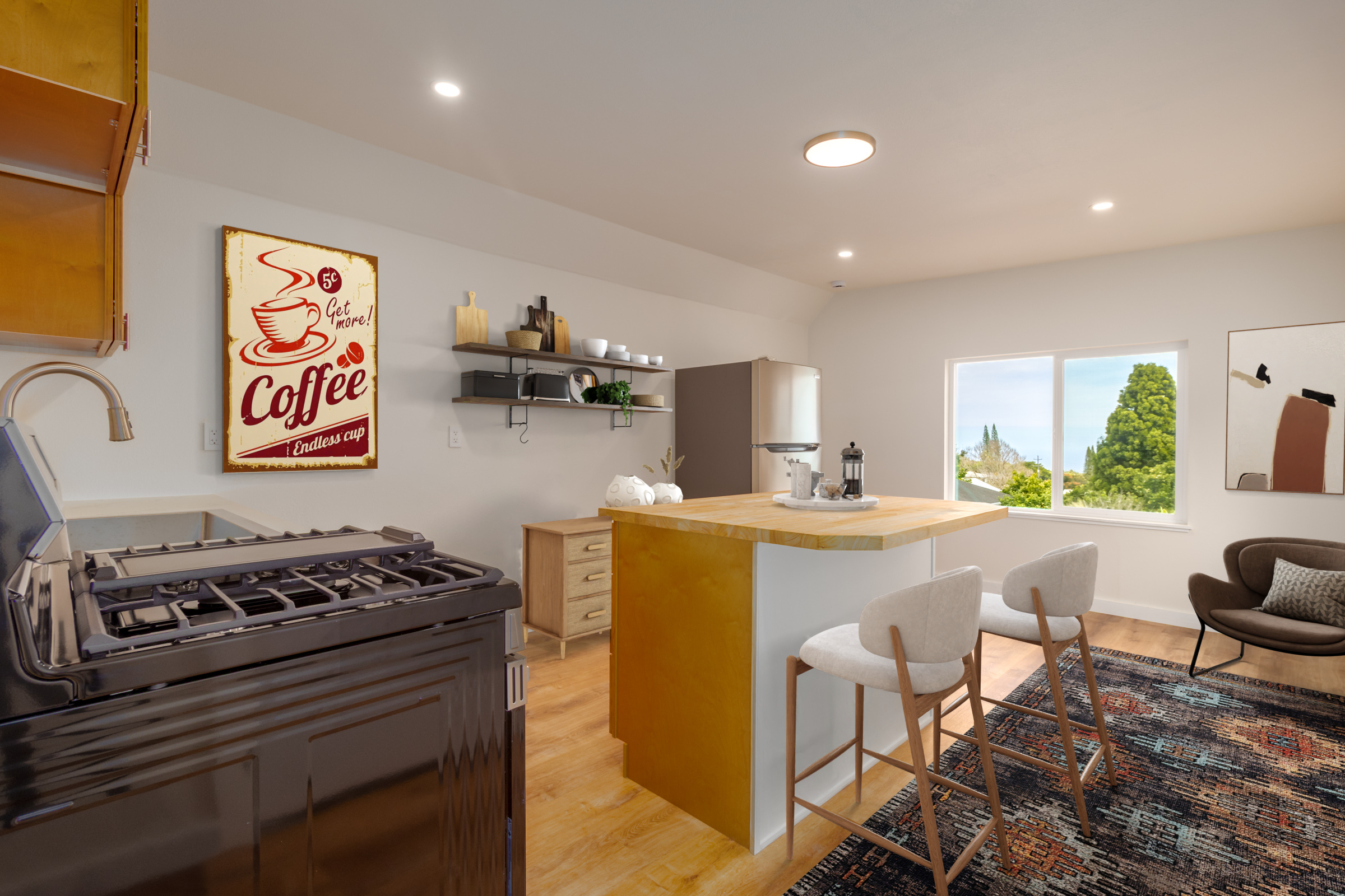 54-2378 Kynnersley Road Kapaau, HI 96755 - Photo 22 of 24 a kitchen with a stove and a refrigerator