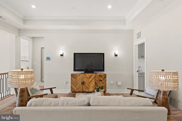 a view of small space with wooden floor