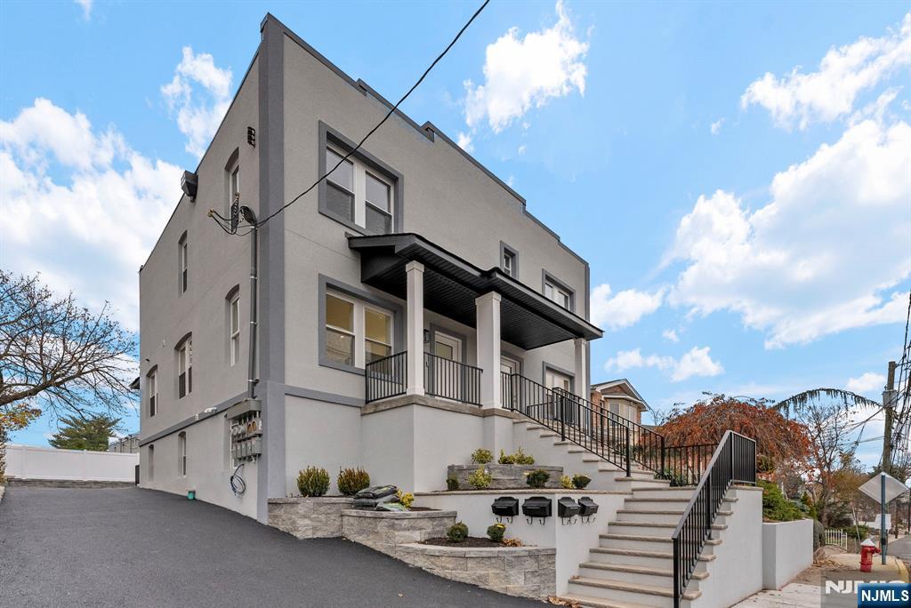 a city view with tall buildings