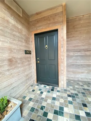 a view of a wooden door