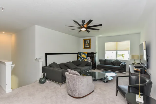 a outdoor dining space with furniture