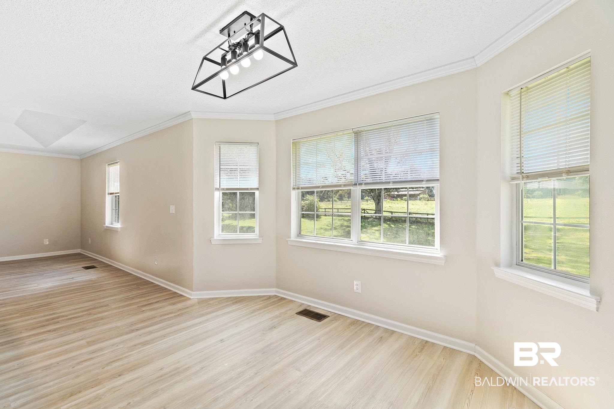 35650 Spring Road North Stapleton, AL 36578 - Photo 24 of 70 Unfurnished room with crown molding, light wood-style floors, and a textured ceiling