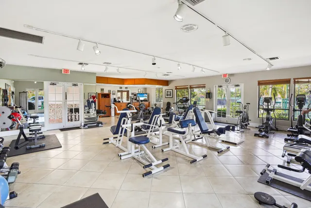 a view of a swimming pool and an outdoor space