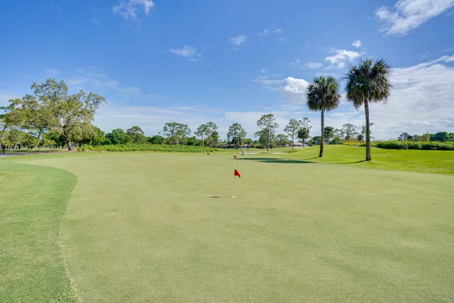 a view of a swimming pool with a yard