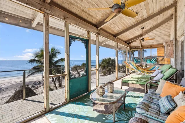 a view of balcony with ocean view