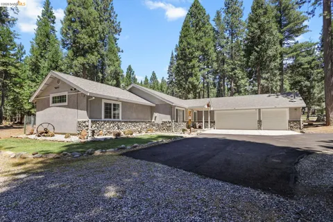 a front view of a house with a yard and trees
