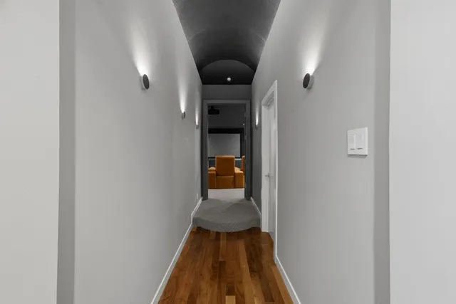 a view of a hallway view with hardwood floor
