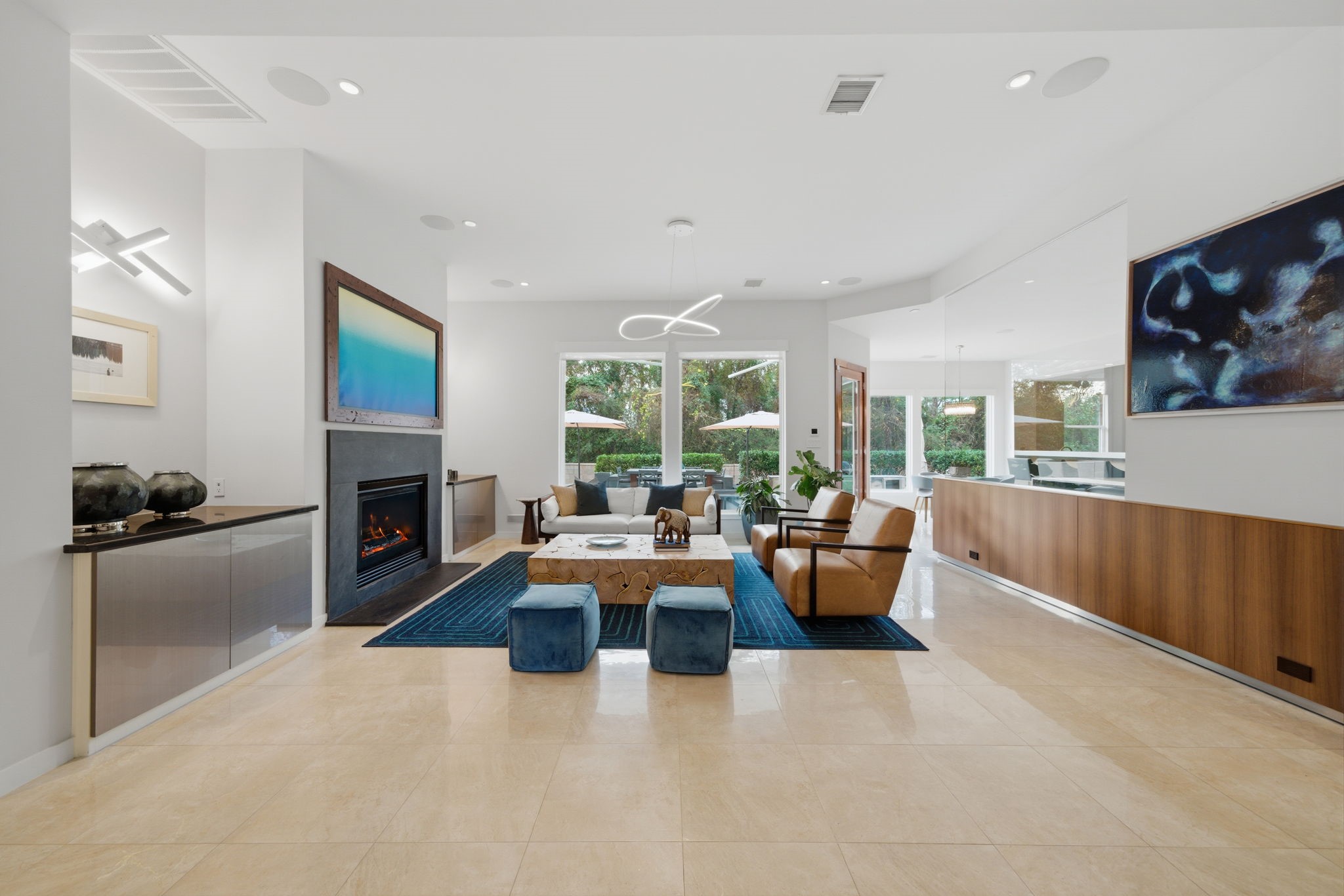 3 Farington Way The Woodlands, TX 77382 - Photo 4 of 49 a living room with fireplace furniture and a large window