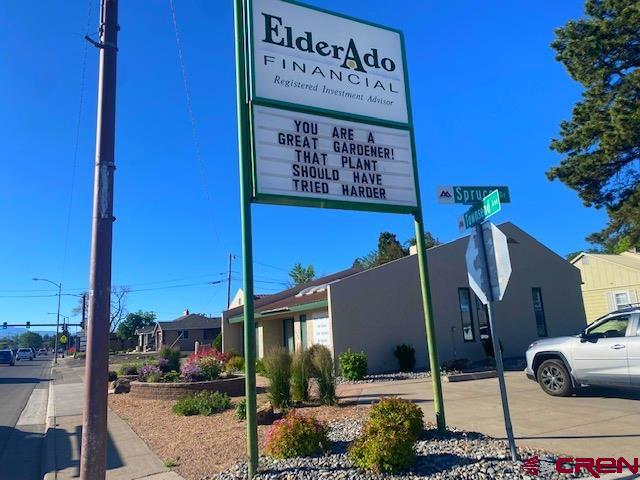 a sign on the side of a building