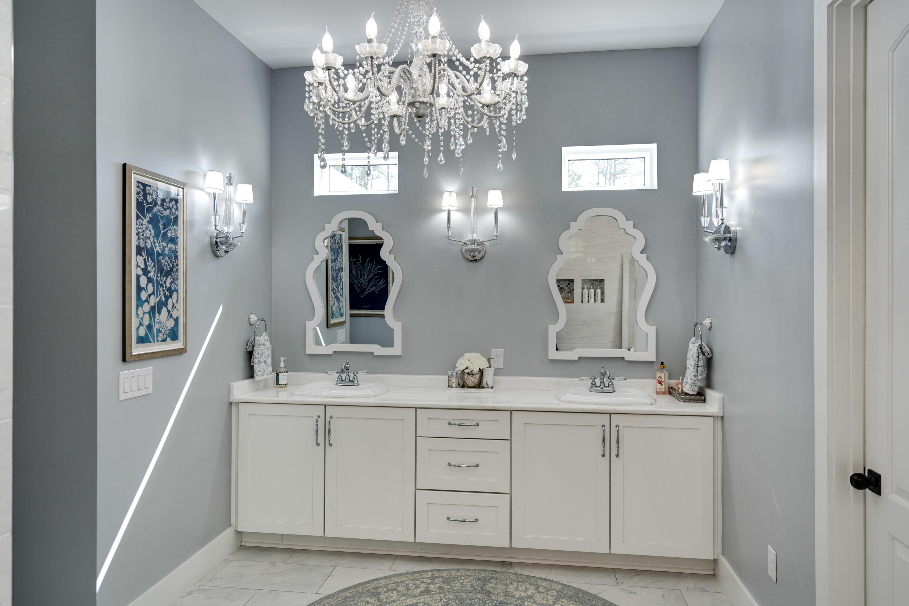 334 Driftwood Point Road Santa Rosa Beach, FL 32459 - Photo 24 of 50 a bathroom with a double vanity sink and a mirror