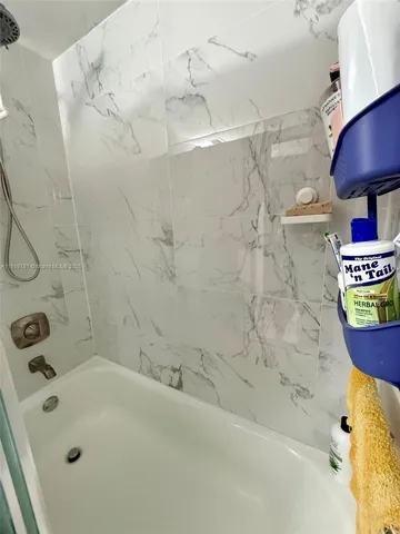 a bathroom with a bathtub