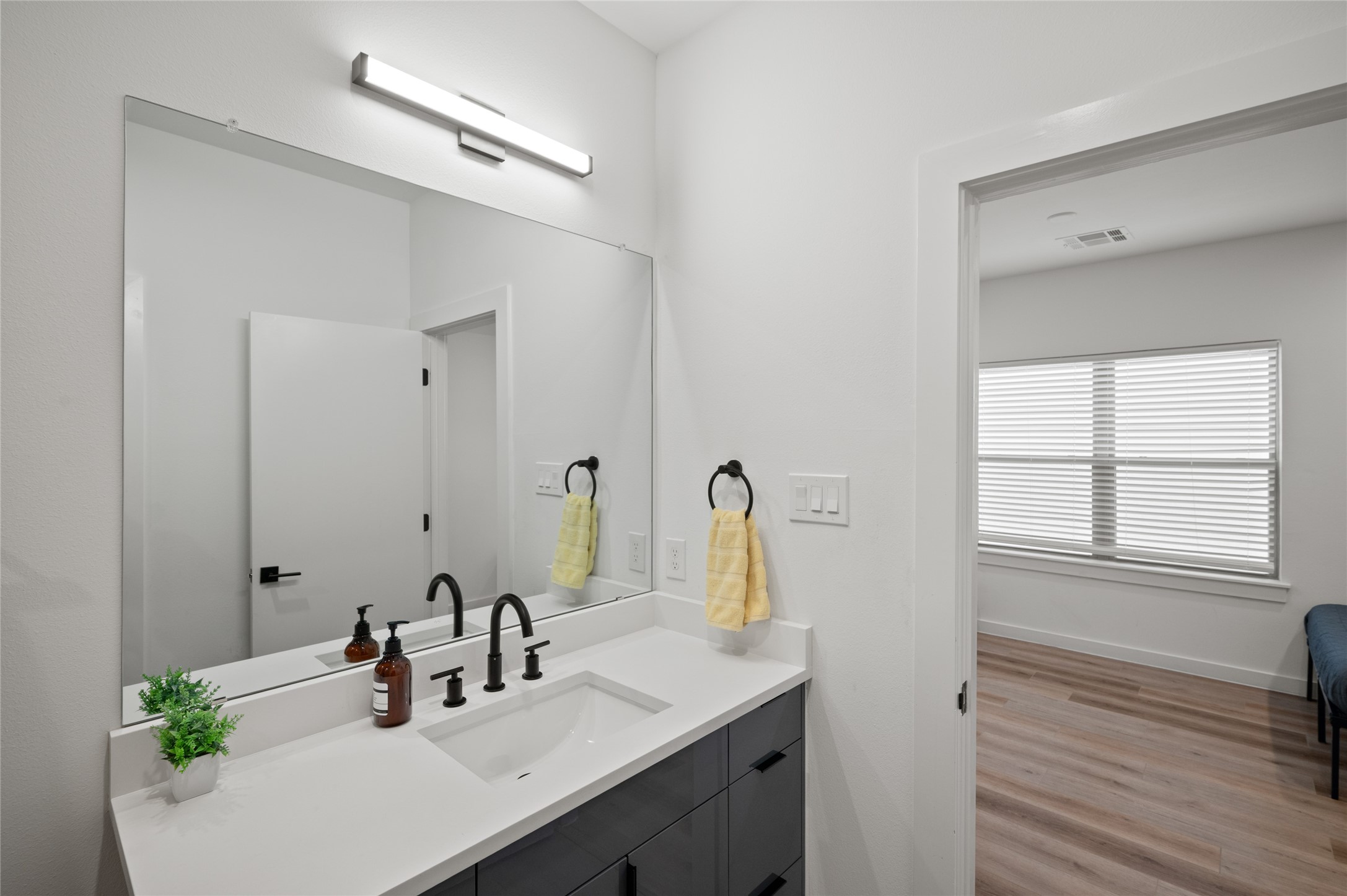6742 Peerless Street, Unit B Houston, TX 77021 - Photo 29 of 30 a bathroom with a sink and a mirror