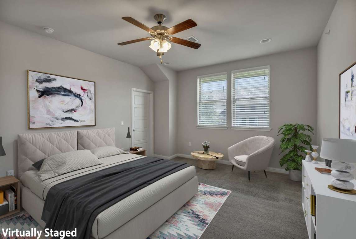 13800 Lyndhurst Street, Unit 223 Austin, TX 78717 - Photo 3 of 40 a bedroom with a bed and a chandelier