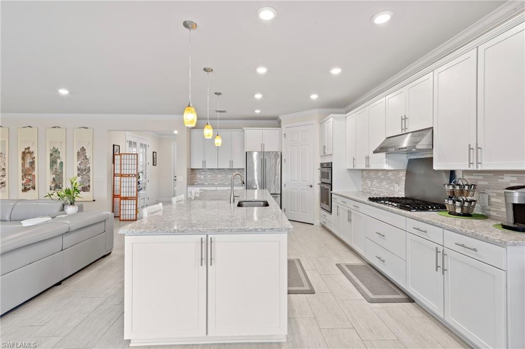 10530 Jackson Square Drive Estero, FL 33928 - Photo 12 of 48 a large kitchen with stainless steel appliances kitchen island granite countertop a sink and cabinets