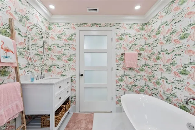 a bathroom with a bathtub and shower