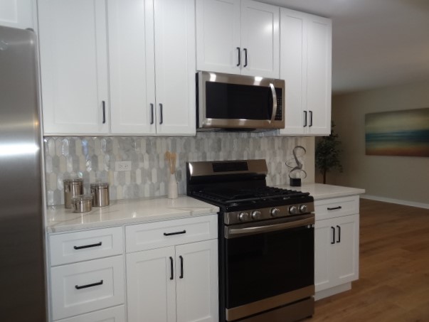 21 Buckingham Road Glen Ellyn, IL 60137 - Photo 8 of 38 a kitchen with stainless steel appliances a stove a microwave and sink