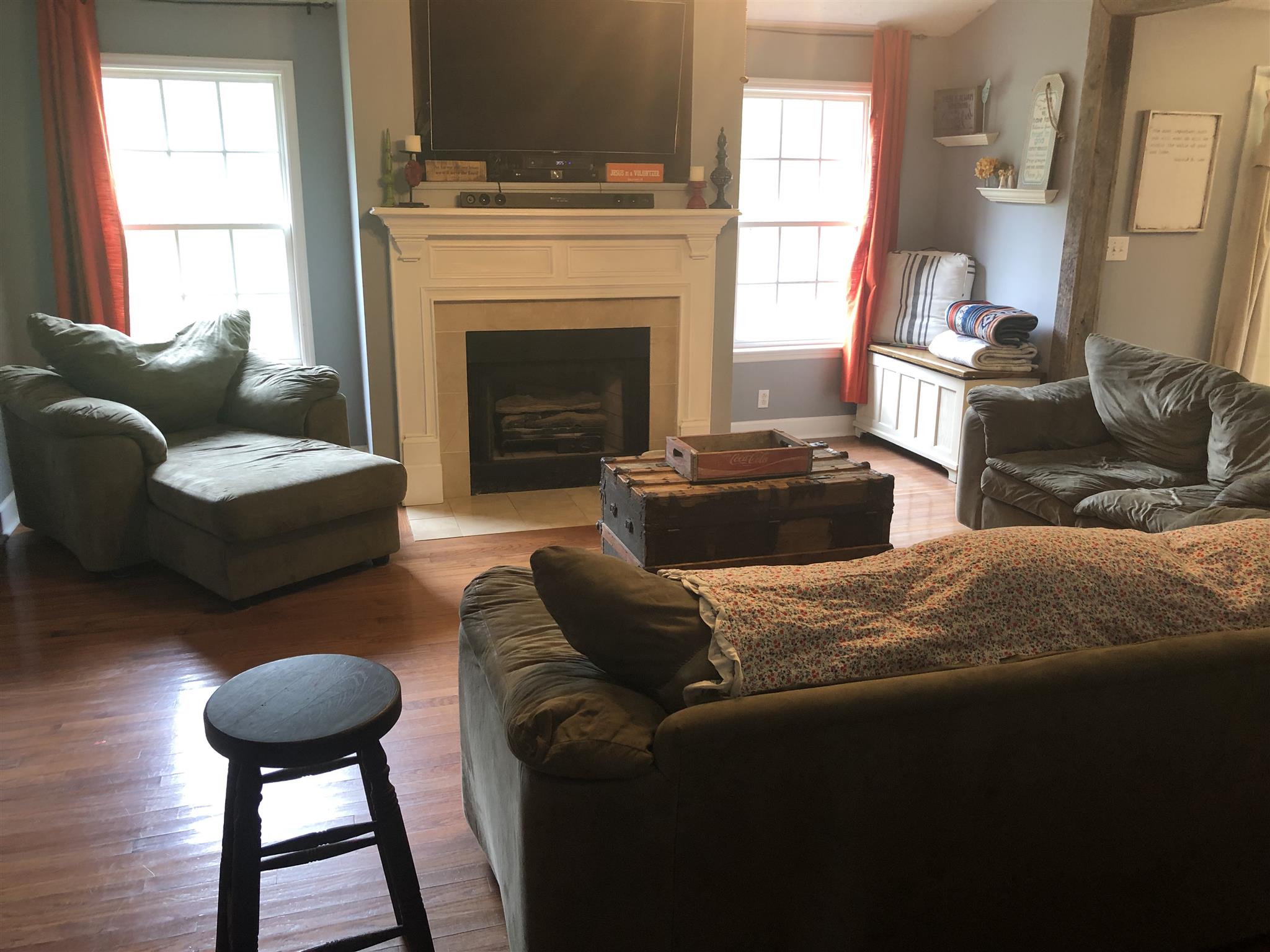 1073 Ervin Pace Road Chapmansboro, TN 37035 - Photo 10 of 19 Living room view with hardwood floors and gas fireplace
