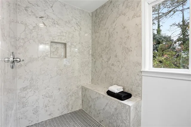 a bathroom with a shower