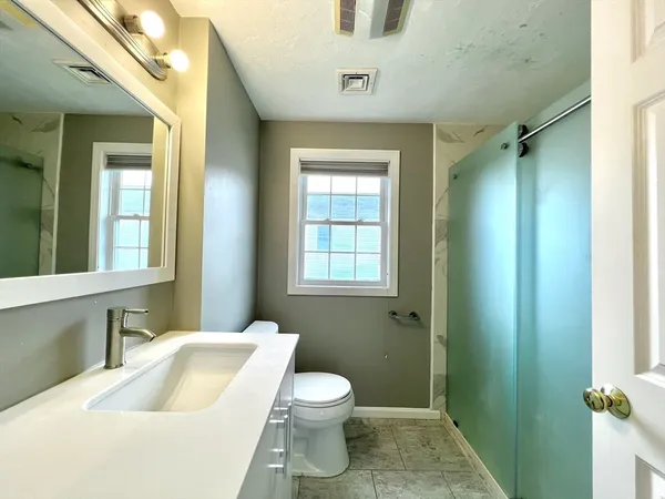 a bathroom with a sink and toilet
