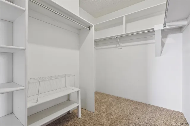 a view of an empty walk in closet