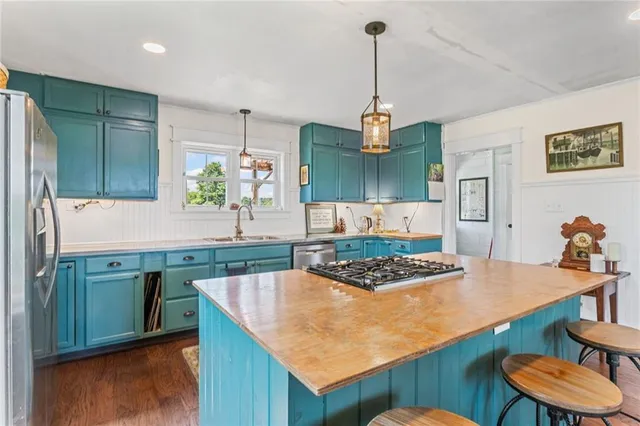 a view of a lake with a big yard