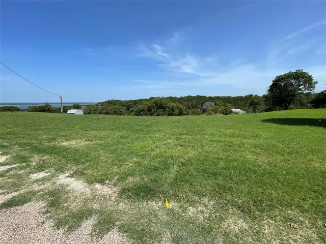 a view of an ocean and a yard