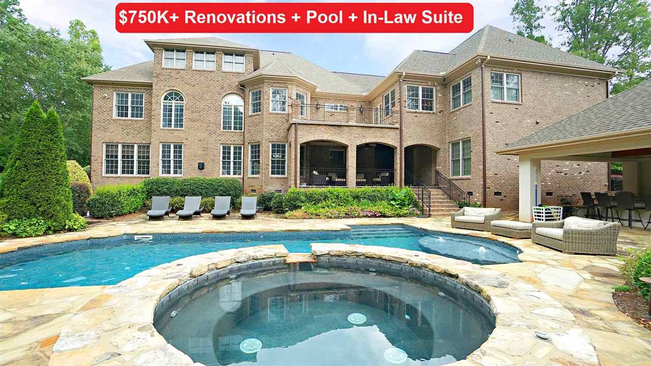 1608 Sharnbrook Court Raleigh, NC 27614 - Photo 1 of 30 $750K+ in Renovations. Private, 1-of-a-kind, Sep. Guest Quarters/In-law suite. Saltwater Pool w/Hot tub added 2013. 4 car gar (or boat); Cover porch w/ huge bar, outdoor grill & more-perfect for outdoor living. 5 Min to Falls Lake-Bring your boat! Saltwater Pool