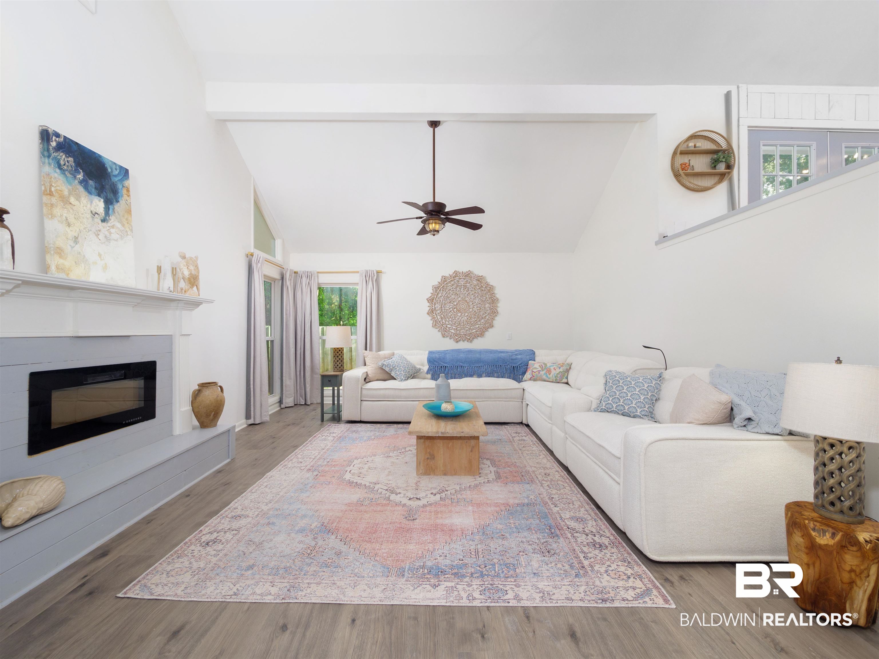 494 Ridgewood Drive Daphne, AL 36526 - Photo 15 of 40 Living room featuring ceiling fan, wood-type flooring, and plenty of natural light