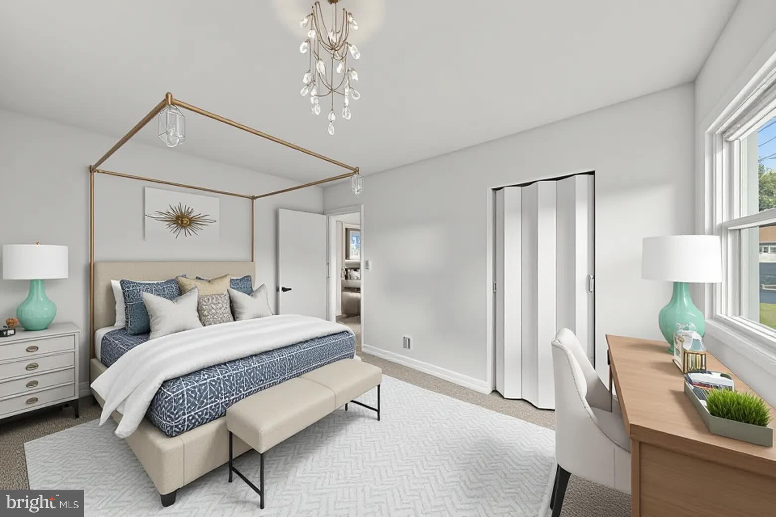 68 Saxton Road Dover, DE 19901 - Photo 15 of 24 a bedroom with a bed chandelier and a window