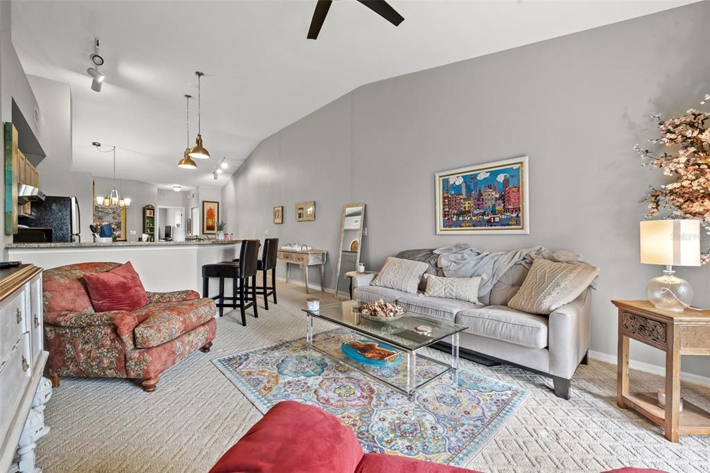 1039 Normandy Trace Road, Unit 1039 Tampa, FL 33602 - Photo 6 of 19 a living room with furniture and kitchen view