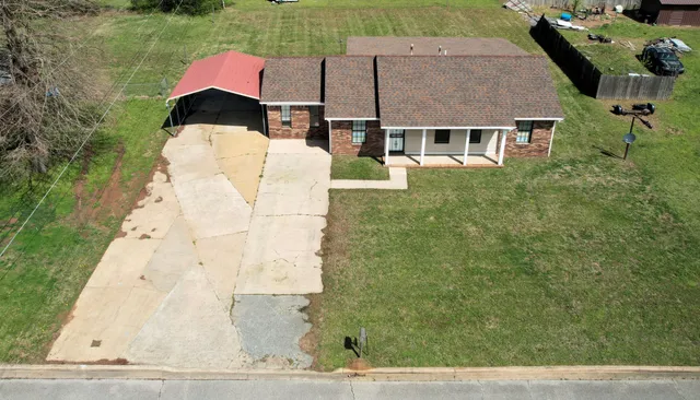 an aerial view of a house