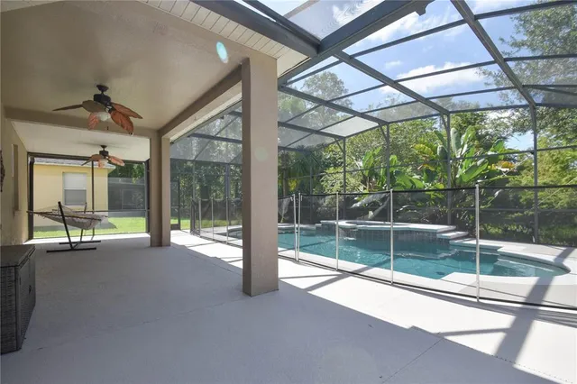 a view of a porch with a tv