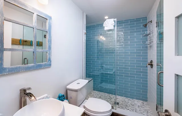 an aerial view of a house with a garden and lake view