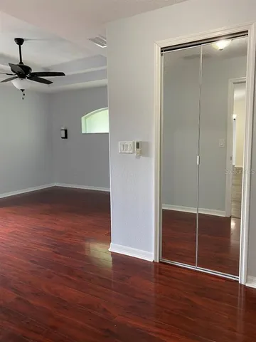 a view of a room with racks on the wall