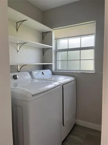 a view of a garage with furniture