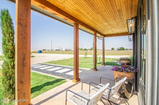 a view of a city from a dining room