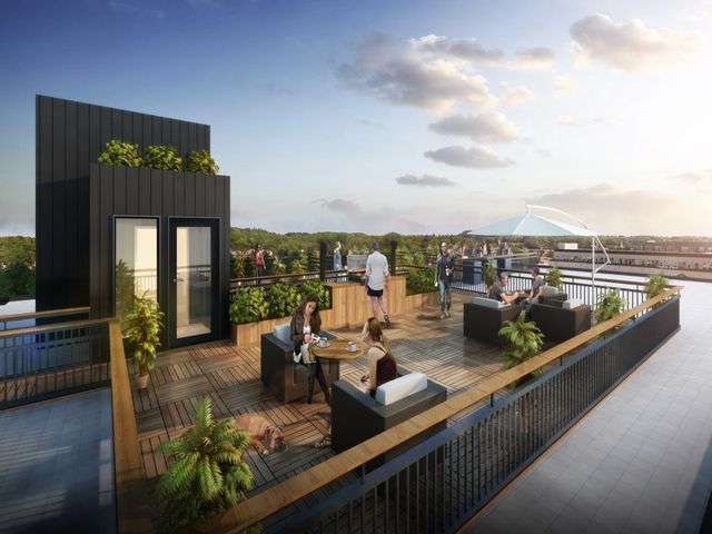 a view of a balcony with chairs