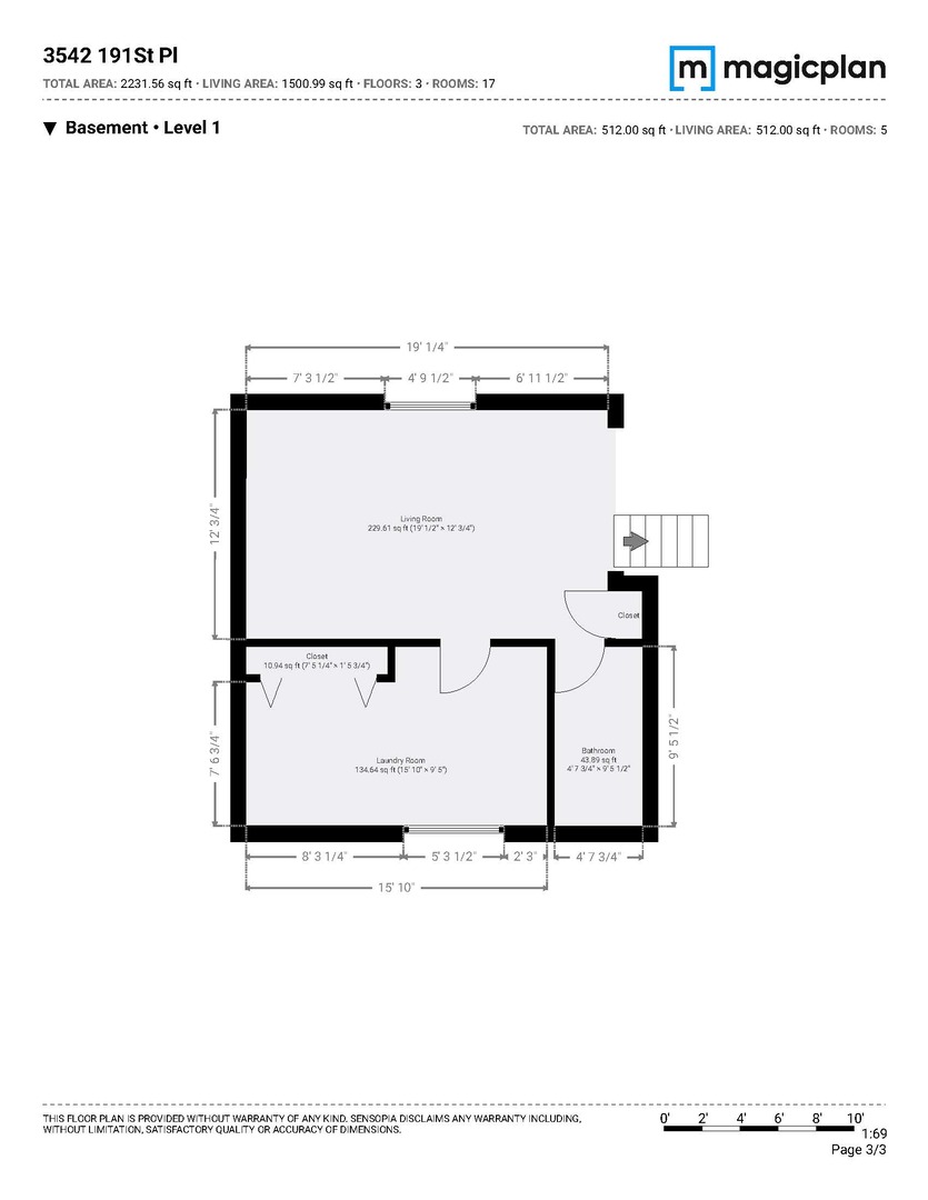 3542 191st Place Lansing, IL 60438 - Photo 18 of 18 a black and white photo of a room