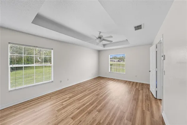 a view of a room with a window