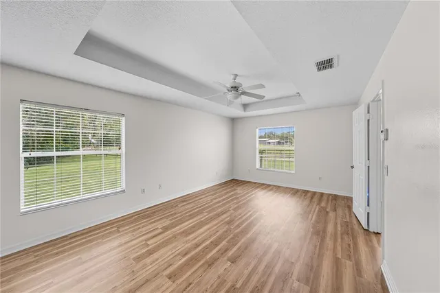 a view of a room with a window