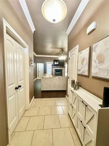 a spacious bathroom with a tub and mirror